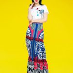 Mary Katrantzou türkíz mintás ruha divat