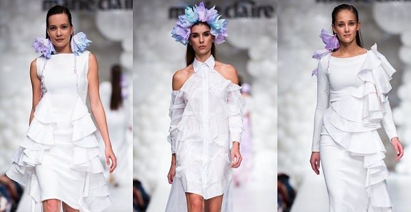 Bráz Noémi Zewa papírzsebkendő ruha Marie Claire fashion Days fotó: Máthé Krisztián